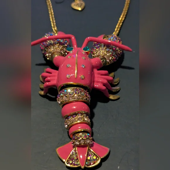Betsey Johnson Pink and Gold Lobster Necklace - Picture 13 of 14